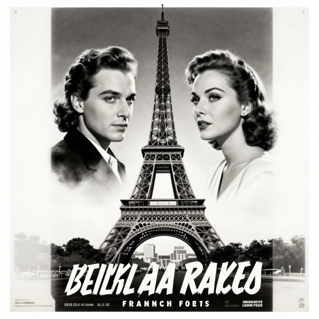 Affiche vintage de cinéma français noir et blanc